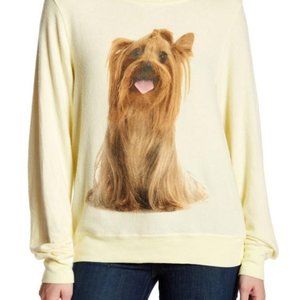 New Wildfox Couture Granny Dog Yorkie Yellow Sweater Pullover